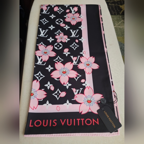 Fashion Scarf Accessories - New Black and Pink Floral Pattern Scarf